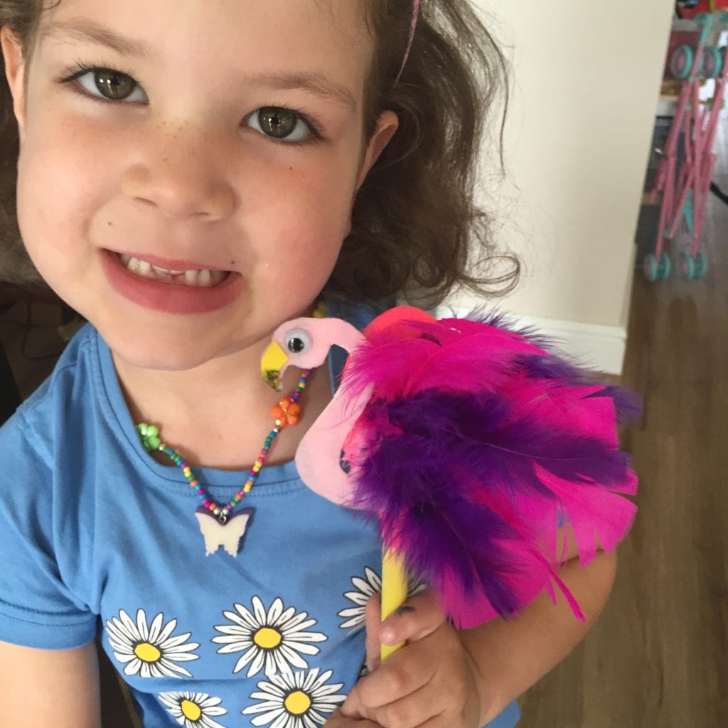 Wooden spoon flamingo
