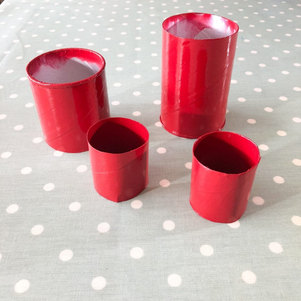 Spray painted cardboard tubes