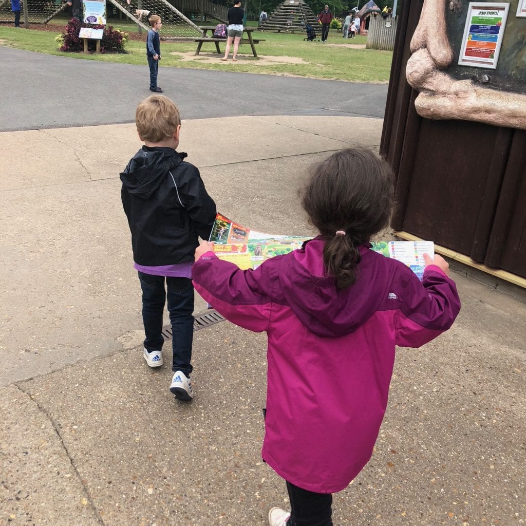 Kids taking the lead as we aarrived at Roarr! Dinosaur Adventure.