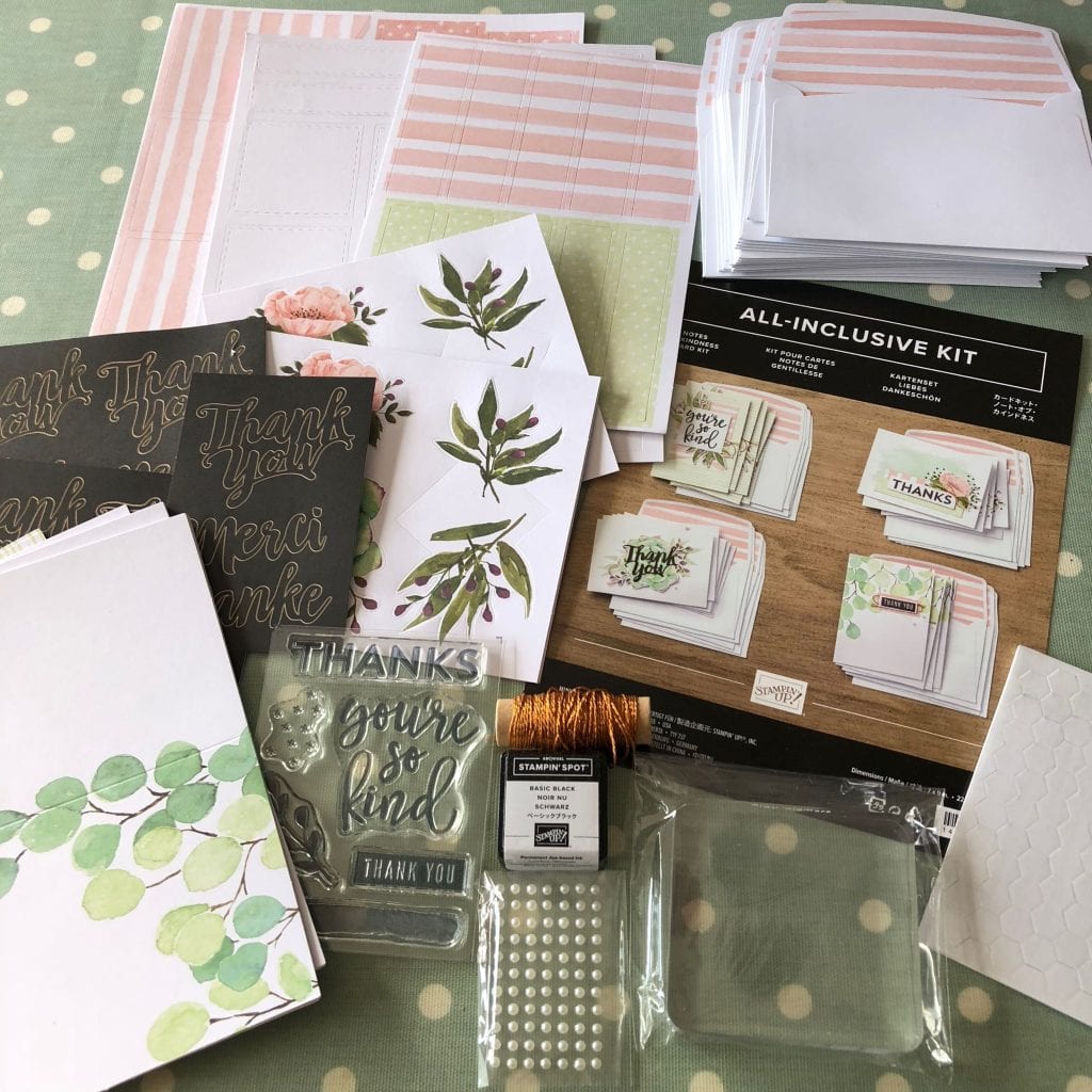Contents of Notes of Kindness Card Kit