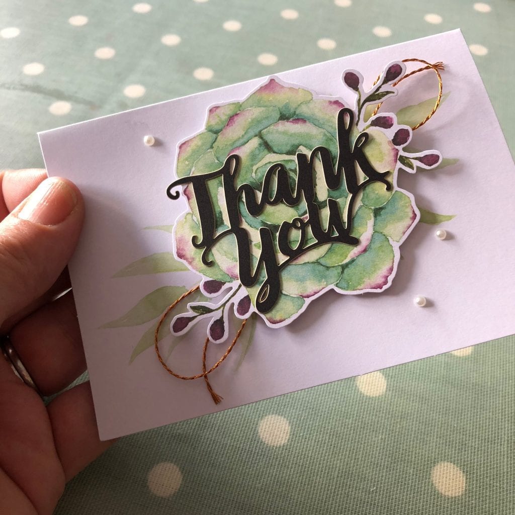 Completed Thank You card