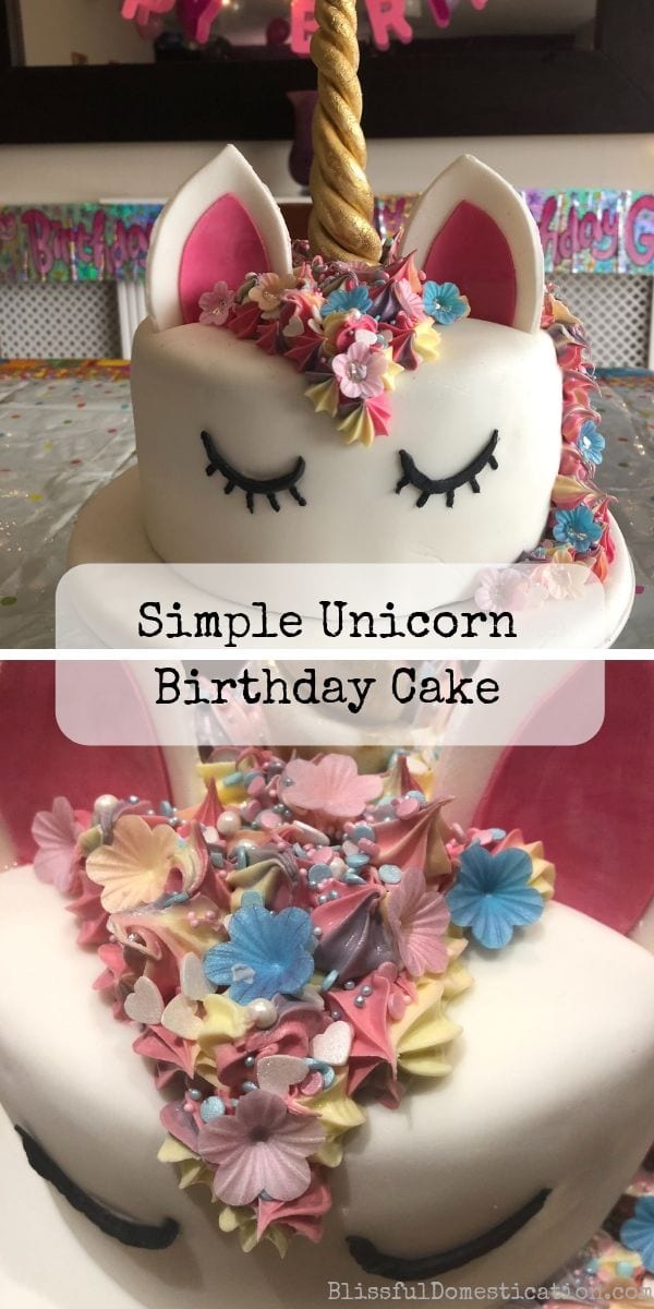 Simple unicorn birthday cake pin