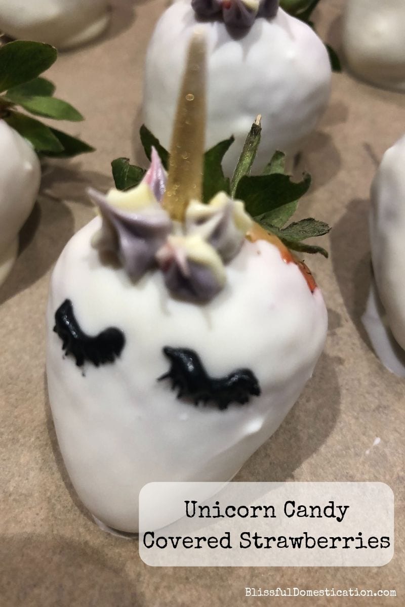 unicorn candy covered strawberries pin