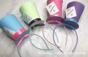 The finished Mad Hatter Headbands in 4 different colours