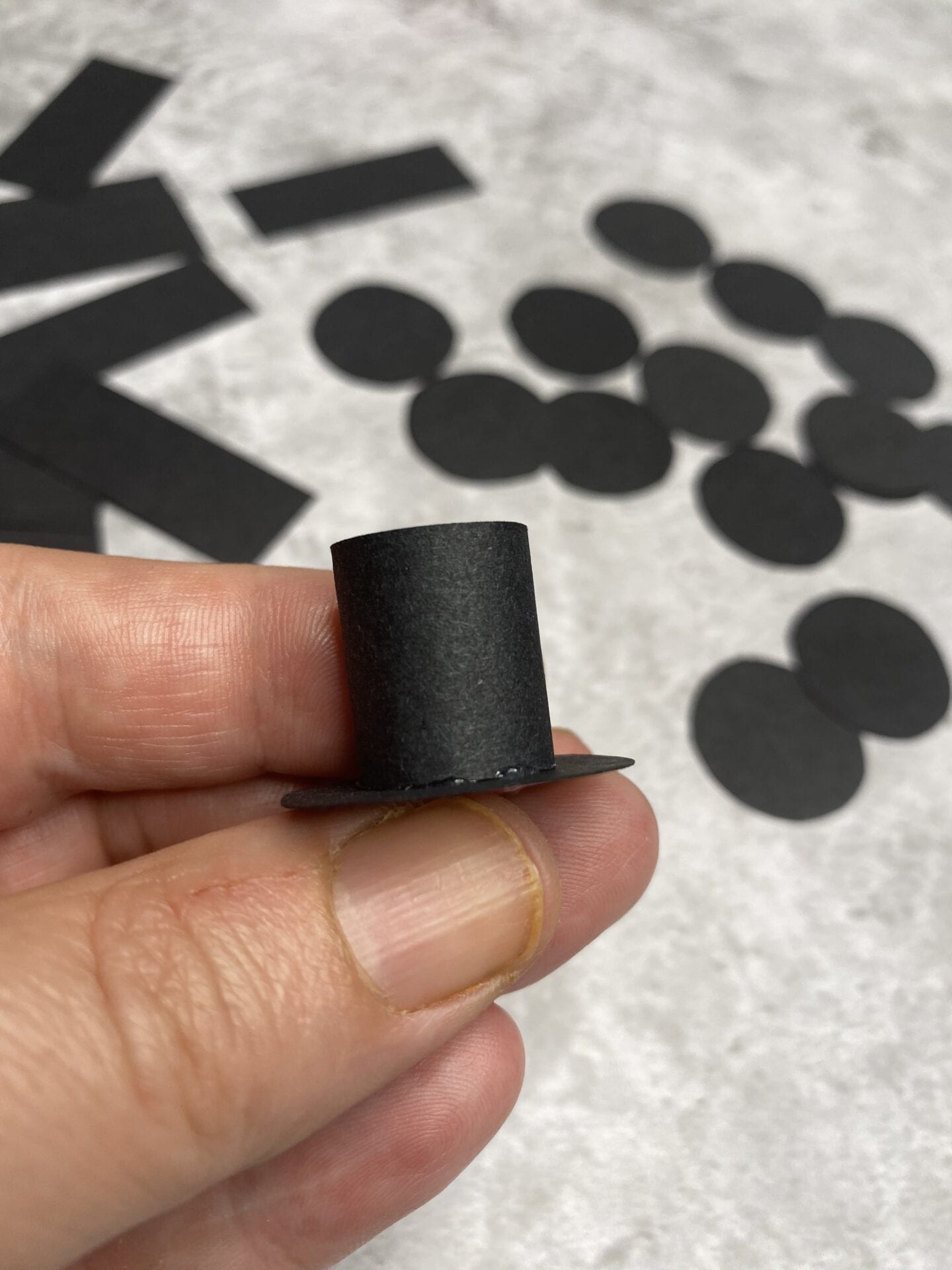 small top hat made from black card