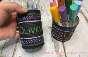 Chalk marker decorated pen pots