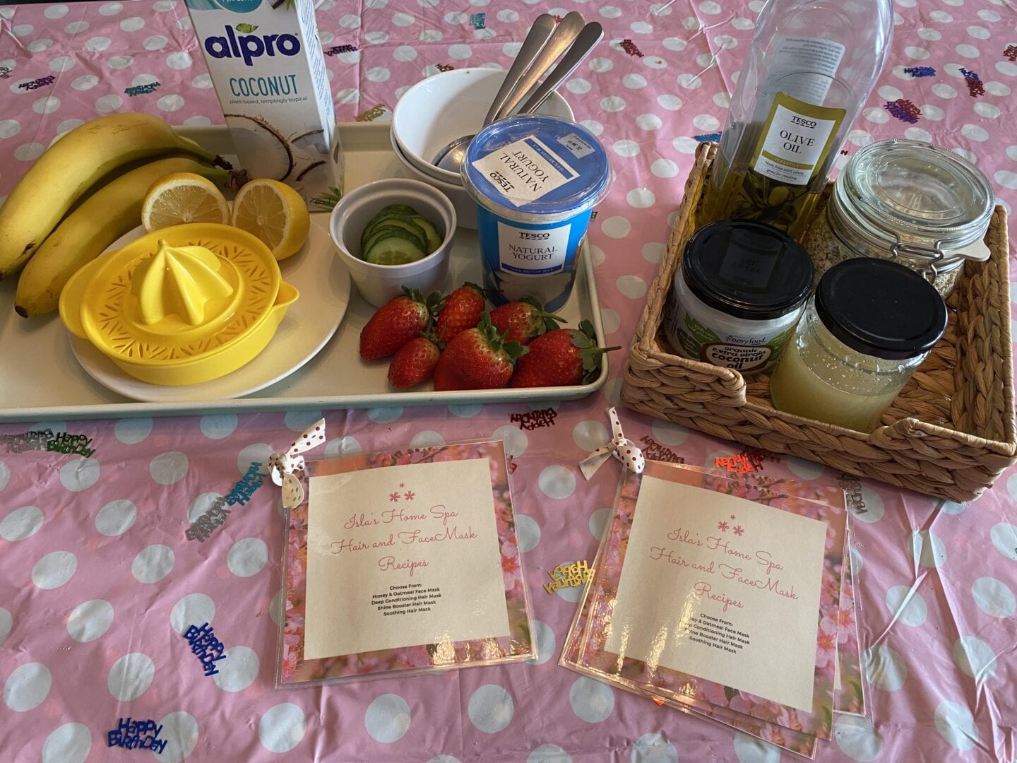 ingredients laid out to make homemade face ana hair masks